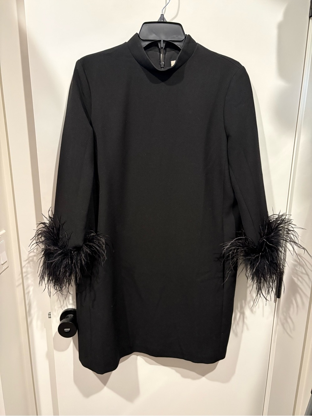 Tuckernuck Black Long-Sleeve Feather Cuff Dress